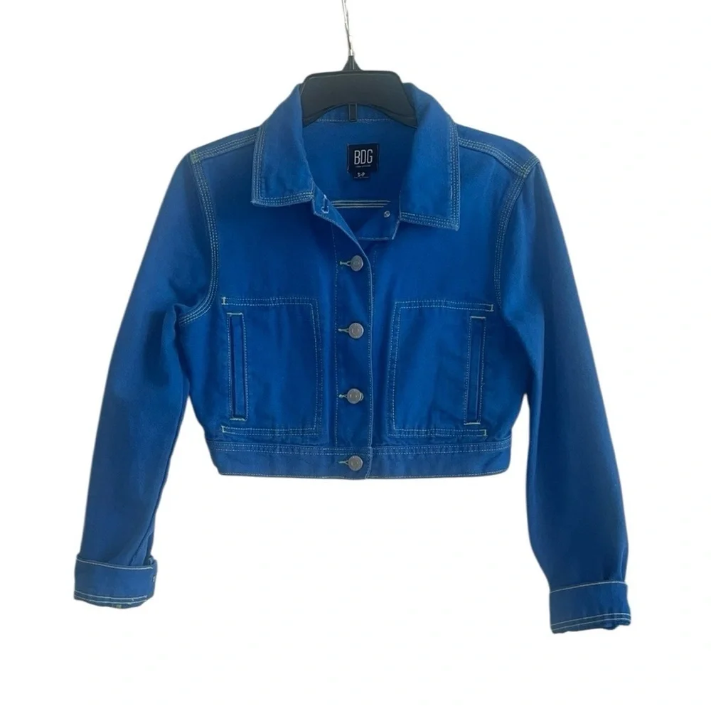 BDG Bright Blue Cropped Jean Jacket Size Small - Picture 5 of 12